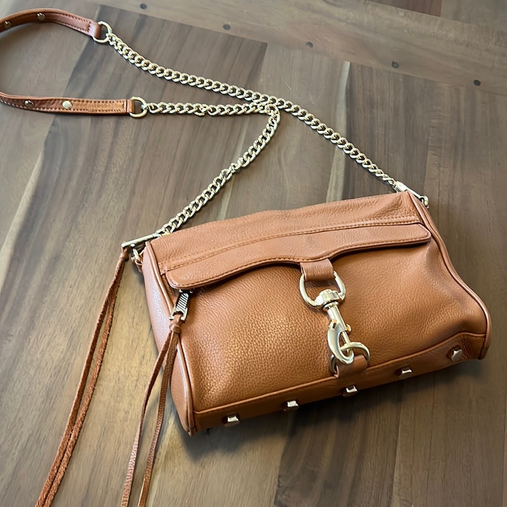 Rebecca Minkoff Tan Leather Crossbody Bag with Gold Hardware
